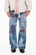 MULTICHECK FLARE DENIM PANT